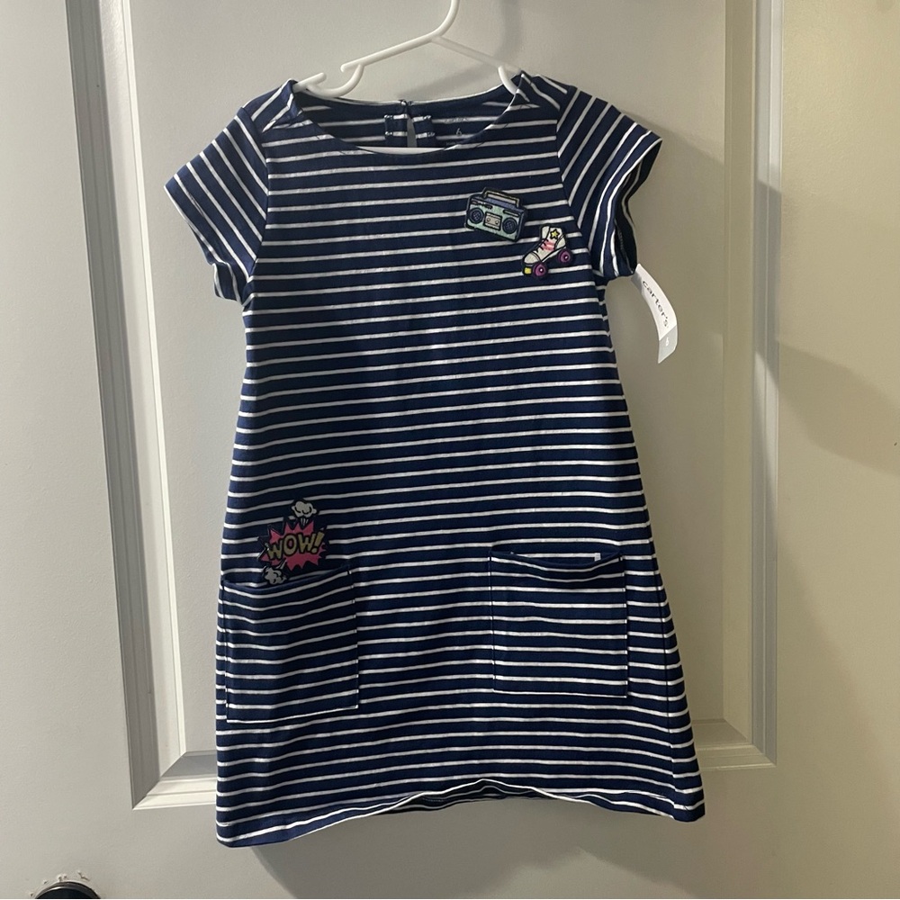 Carter's Navy and White Striped Kids Dress
